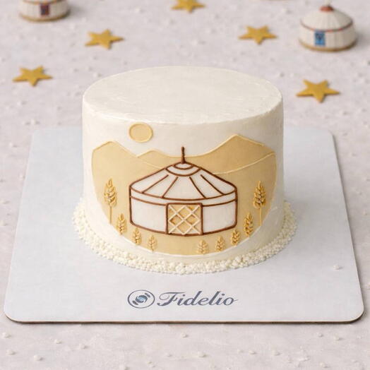 Юрта Наурыз — бенто торт, казахский стиль, минимализм, подарок, праздничный десерт