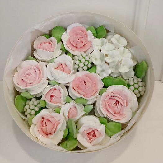 Букет зефирных цветов в коробке🌸