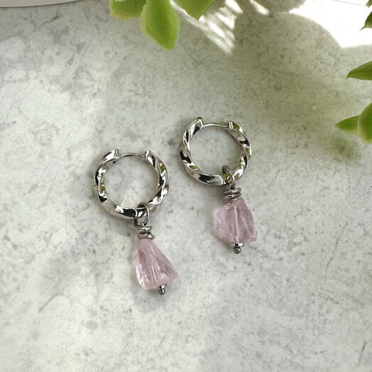 Серьги с розовым аквакварцем