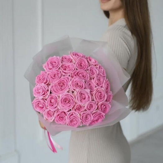 Букет 33 нежных розовых роз💗