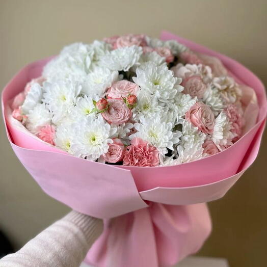 Букет зефирка из хризантемы и роз💗
