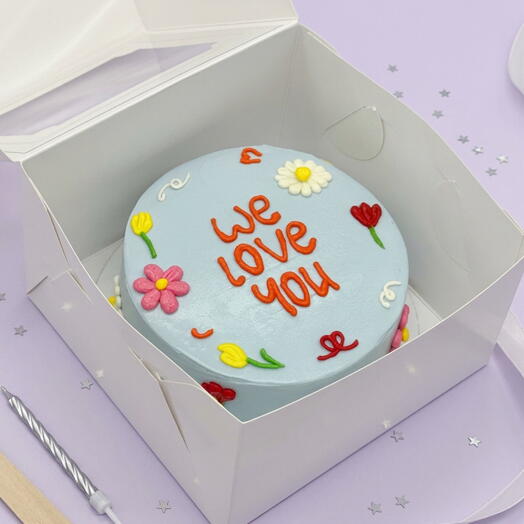 Бенто торт с цветочками We Love You в подарок близкому человеку