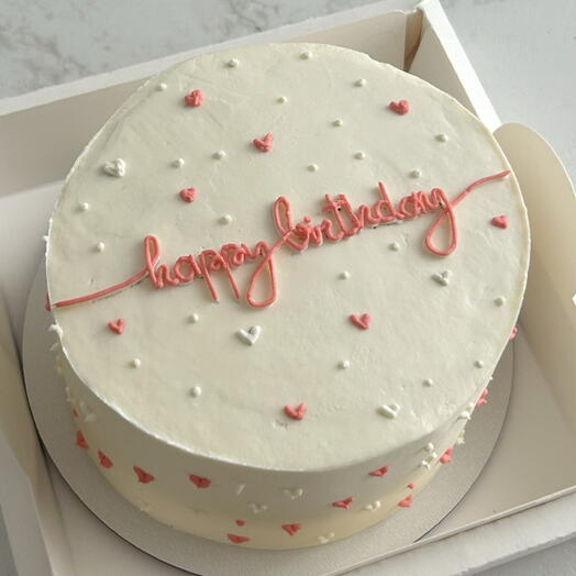 Торт «Happy Birthday» с сердечками 1 кг