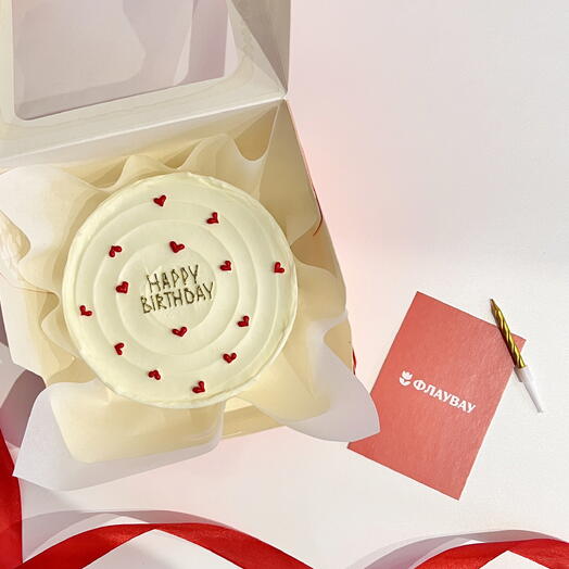 Бисквитный торт бенто МАХ «Happy Birthday» с сердечками