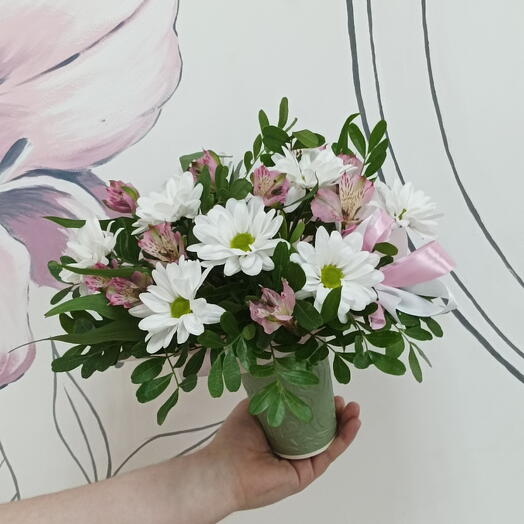 Цветы в стаканчике 🌸| комплимент из ромашек 🩷| альстромерий