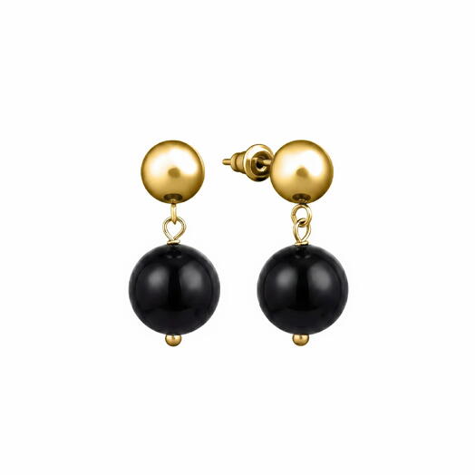 Серьги из натурального камня BASIC 6 BLACK GLDN на подарок, для себя, подруге, сестре, для неё, на день рождения