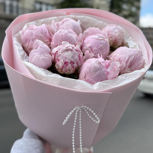 Дофаминовый букет из 9 пионов🌸