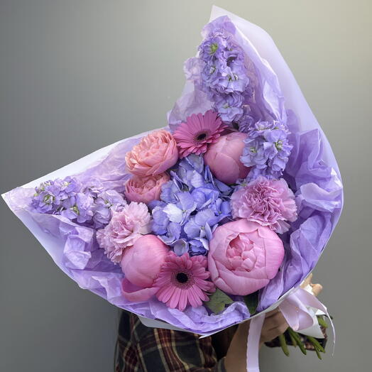 Авторский букет Сиреневые мечты с пионами 💜