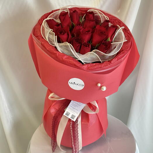 Букет из 15 алых роз🌹
