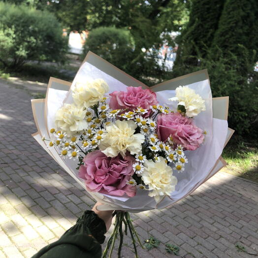 Букет с ромашками и кантри блюз