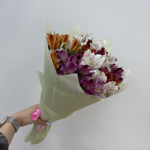Монобукет яркой Альстромерии в упаковке🌷