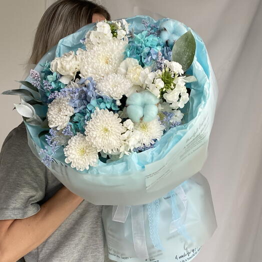 Нежный букет в голубых оттенках «Небесный восторг» 🦋