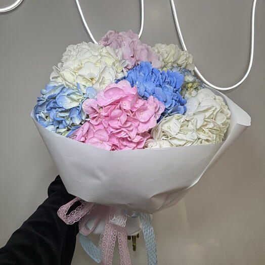 🌷Роскошный дофаминовый букет из разноцветных гортензий 🌷