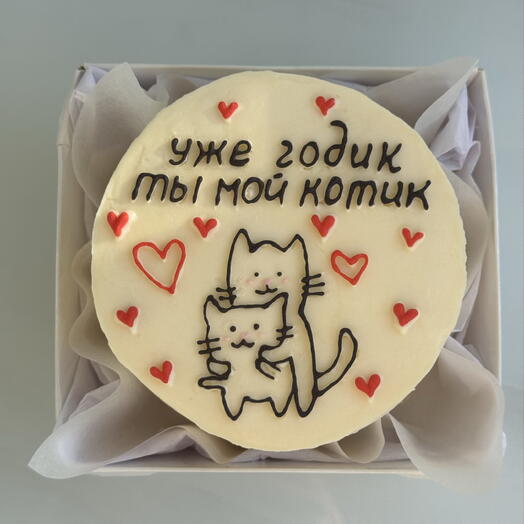 Бенто торт с рисунком «Котики»