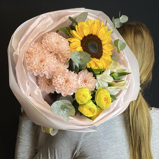 Солнечный воздушный букет с подсолнухом🌻