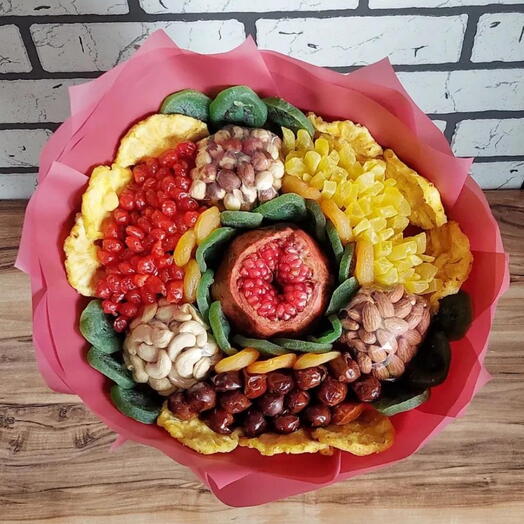 Гранатовый браслет ♥️Букет с сухофруктами и спелым гранатом 😍Сухофрукты Полезный букет Сладкий букет На 1 Сентября 🍁