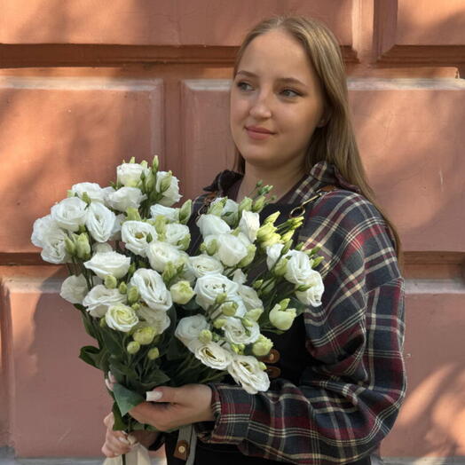 Букет из белой эустомы 9 шт