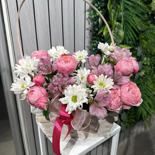 Корзинка с кустовой розой 41004🌸
