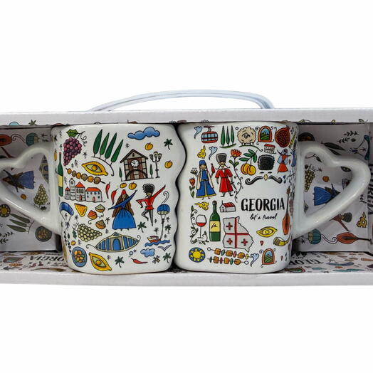 Набор стаканов сувенир 2 шт Грузия (8см высота). Set of souvenir cups (2pcs) 8cm
