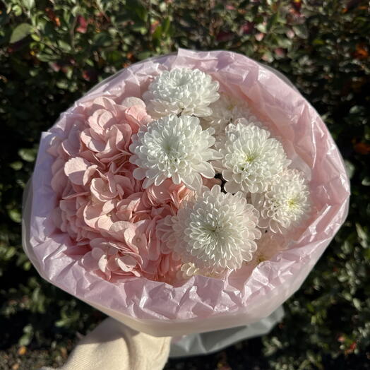Милый букет комплимент 🌸 гортензия и хризантема