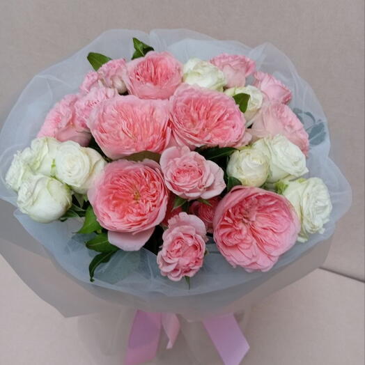 Peony Roses and Spray Roses Bouquet — Full of Style and Tenderness