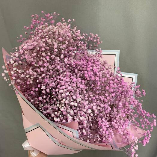 5 branches of pink gypsophila