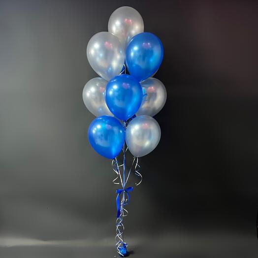 Balloons 13 pieces blue and silver metallic