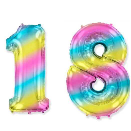 Гелиевые шары "18", цвет радуга металлик
