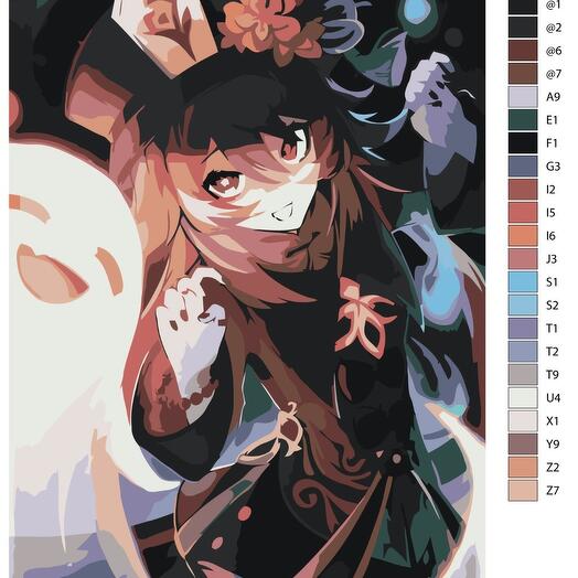 Картина по номерам S127 "Компьютерная игра - Genshin Impact (Геншин Импакт). Ху Тао" 40x60