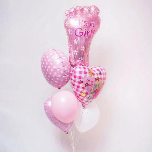 Шарики на выписку девочки 6 шт