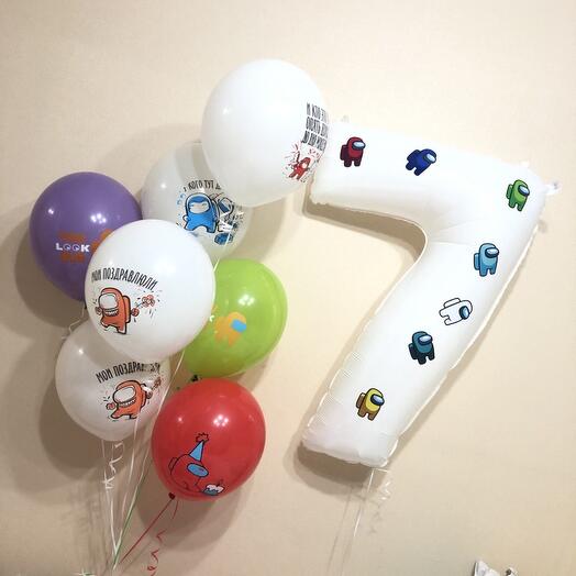 Helium balloons for birthday 7 years old among us 8 pcs