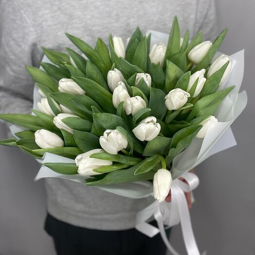 Bouquet of snow-white tulips 25