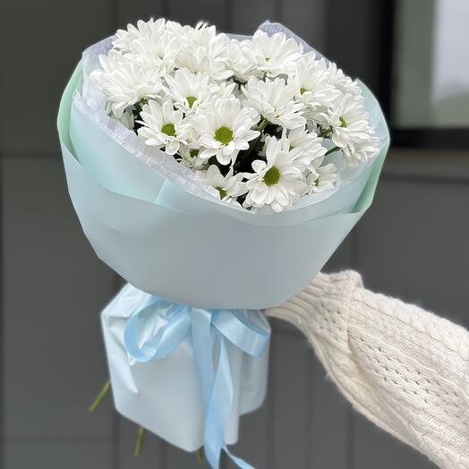 Букет из Белых Кустовых Хризантем