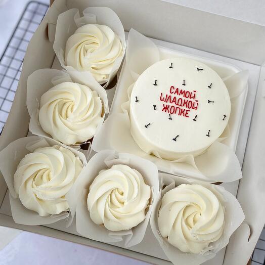 Набор бенто-торт + 5 капкейков для любимой