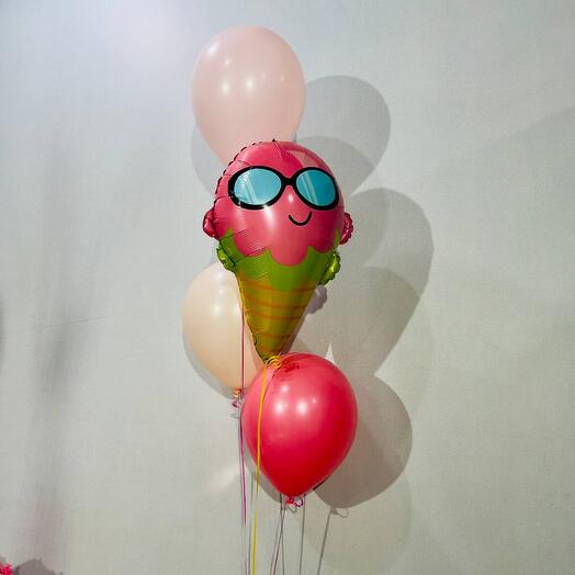 Bolas de helio con cono de helado 4 piezas