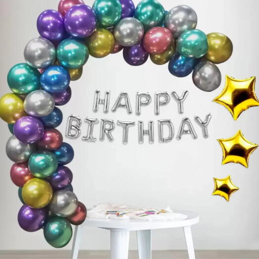 Multicolor Chrome Balloons Birthday Decoration