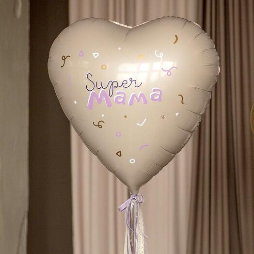 Шар из фольги с надписью «SuperMama» 30″ Супер мама