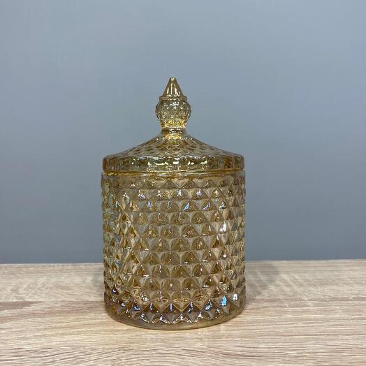 Joyero República Checa cristal caramelo h=14 cm