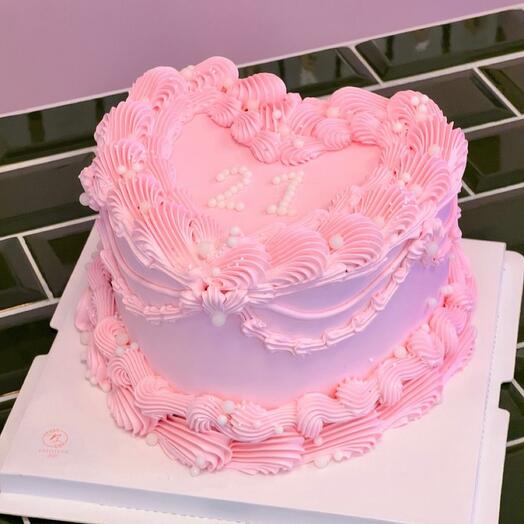 Торт розовое сердце