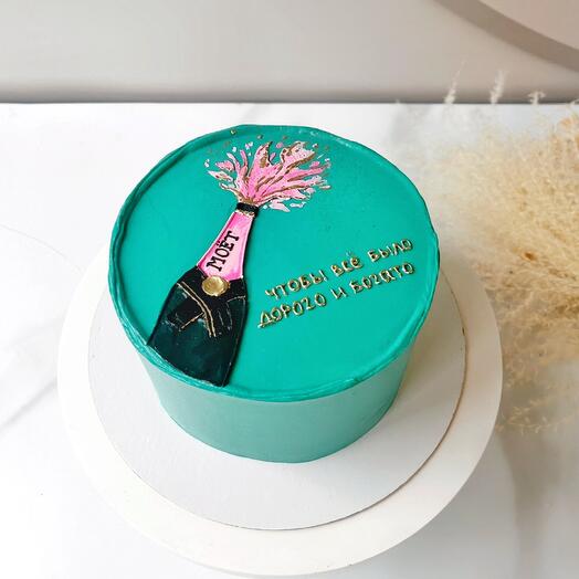 Торт с рисунком и золотой надписью 1 кг
