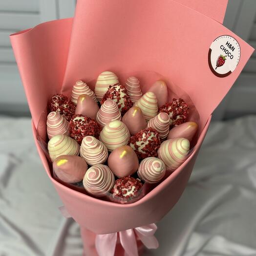 Букет клубники в шоколаде «Pink mini»