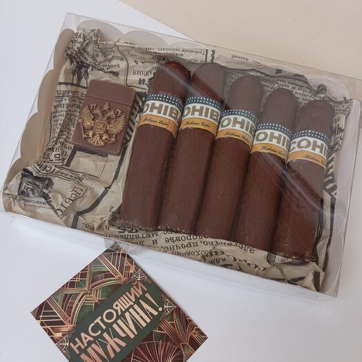 Chocolate-covered marshmallow cigars