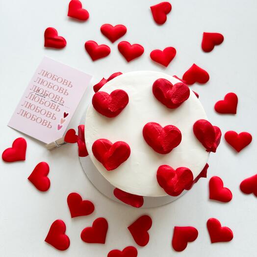 Bento cake with big hearts as a gift to a girl, a guy