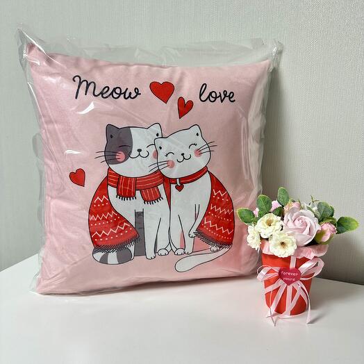 «КОТИКИ»😍♥️ подушка с букетом 🔥ХИТ