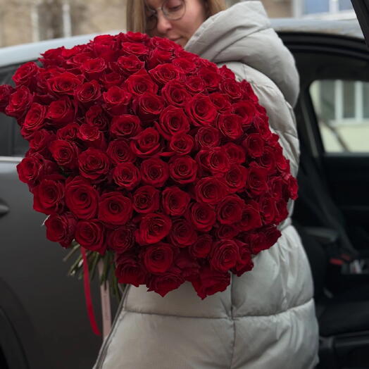 Розы премиум 101шт. на ленте🌹