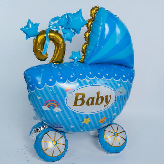 Воздушный шар (ВОЗДУХ) ЭТО МАЛЬЧИК голубая коляска. Foil balloon ITS A BOY blue stroller (AIR)