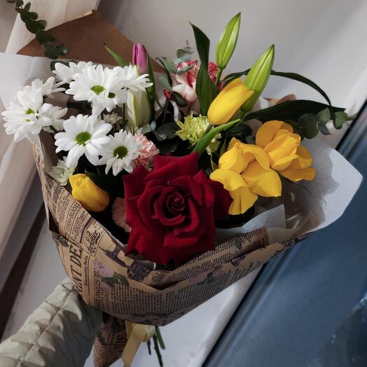 Весенний букет с Лилией и тюльпанами 🌷
