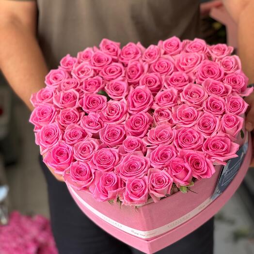 Pink Rose Heart Box