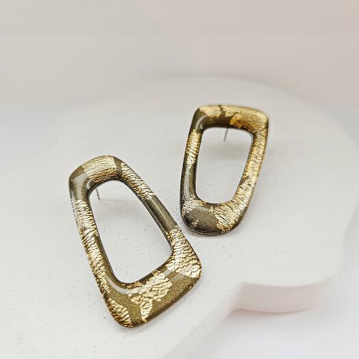 Серьги хаки с золотом