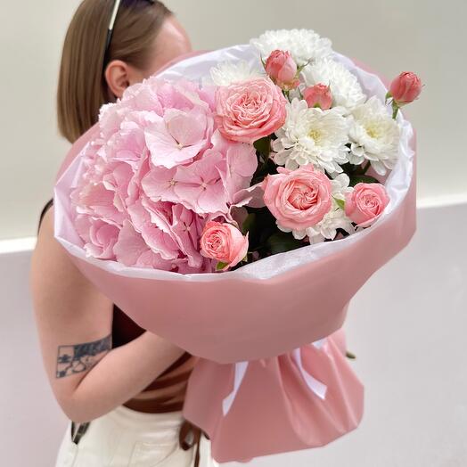 Букет джульетта 💕 Сборный авторский букет с гортензией, хризантемой и розой
